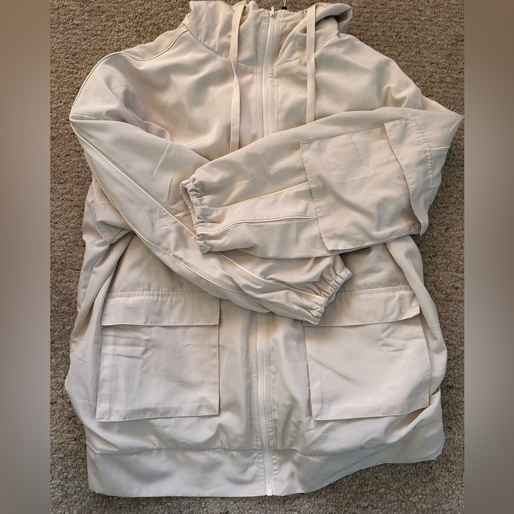 Alo Legion Reversible Hooded Jacket Micro Fleece Bone/WT WMN Size XS Oversize